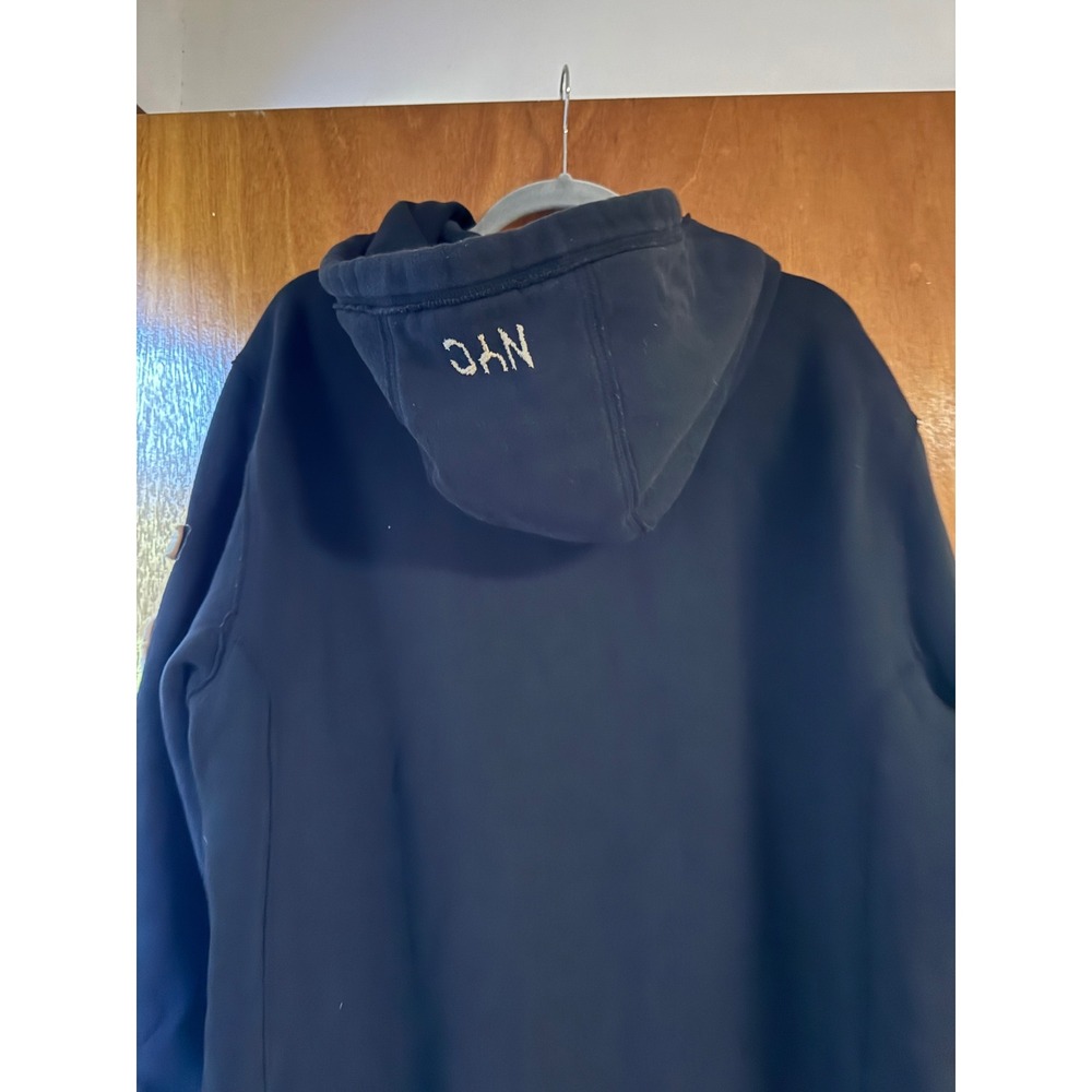 Vintage Y2K Triple 5 Soul NYC Raw Edge Applique Zip Up Hoodie Men Large Black - Picture 4 of 7